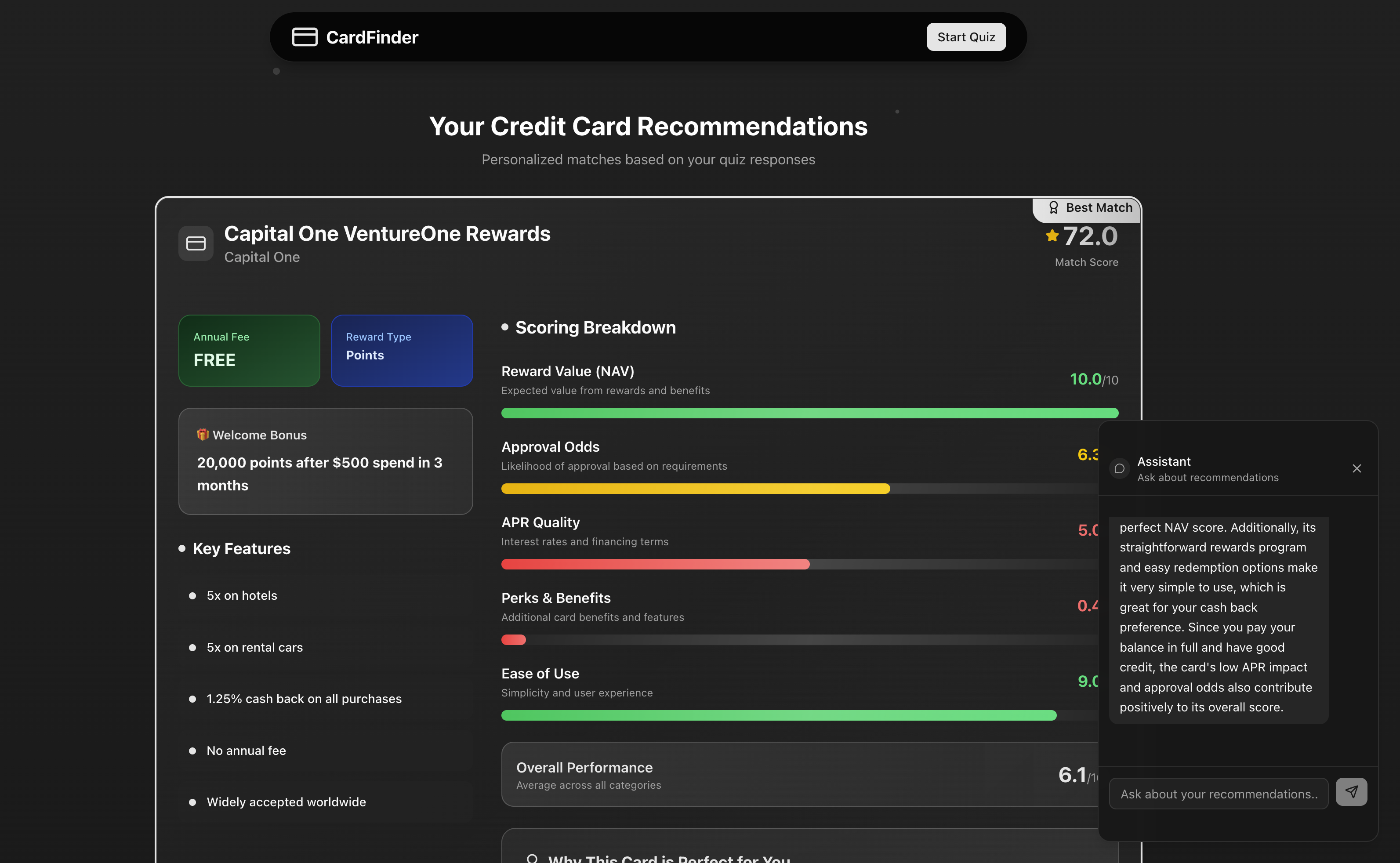 CardFinder Application Screenshot