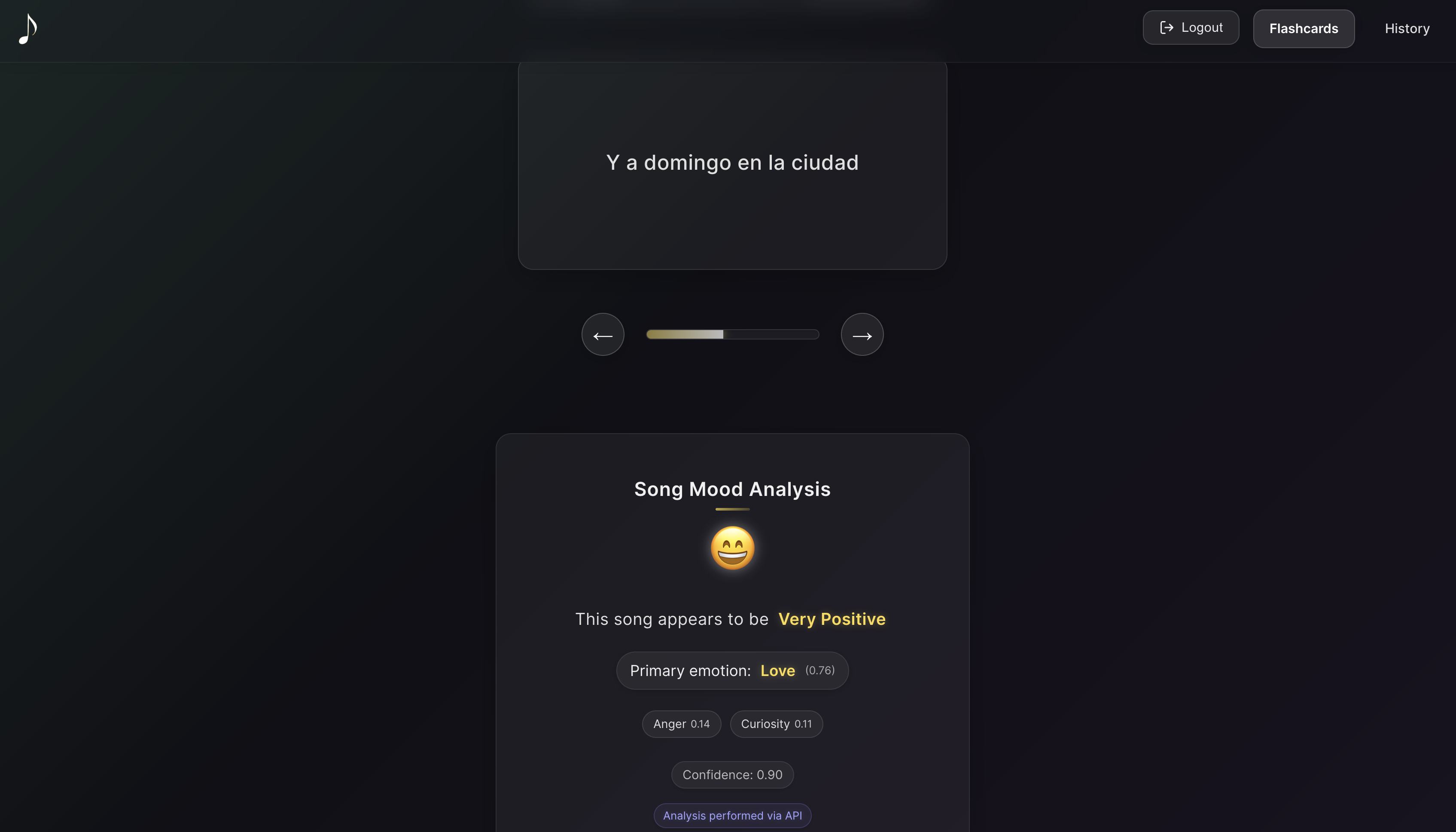 LyricLingo Application Screenshot